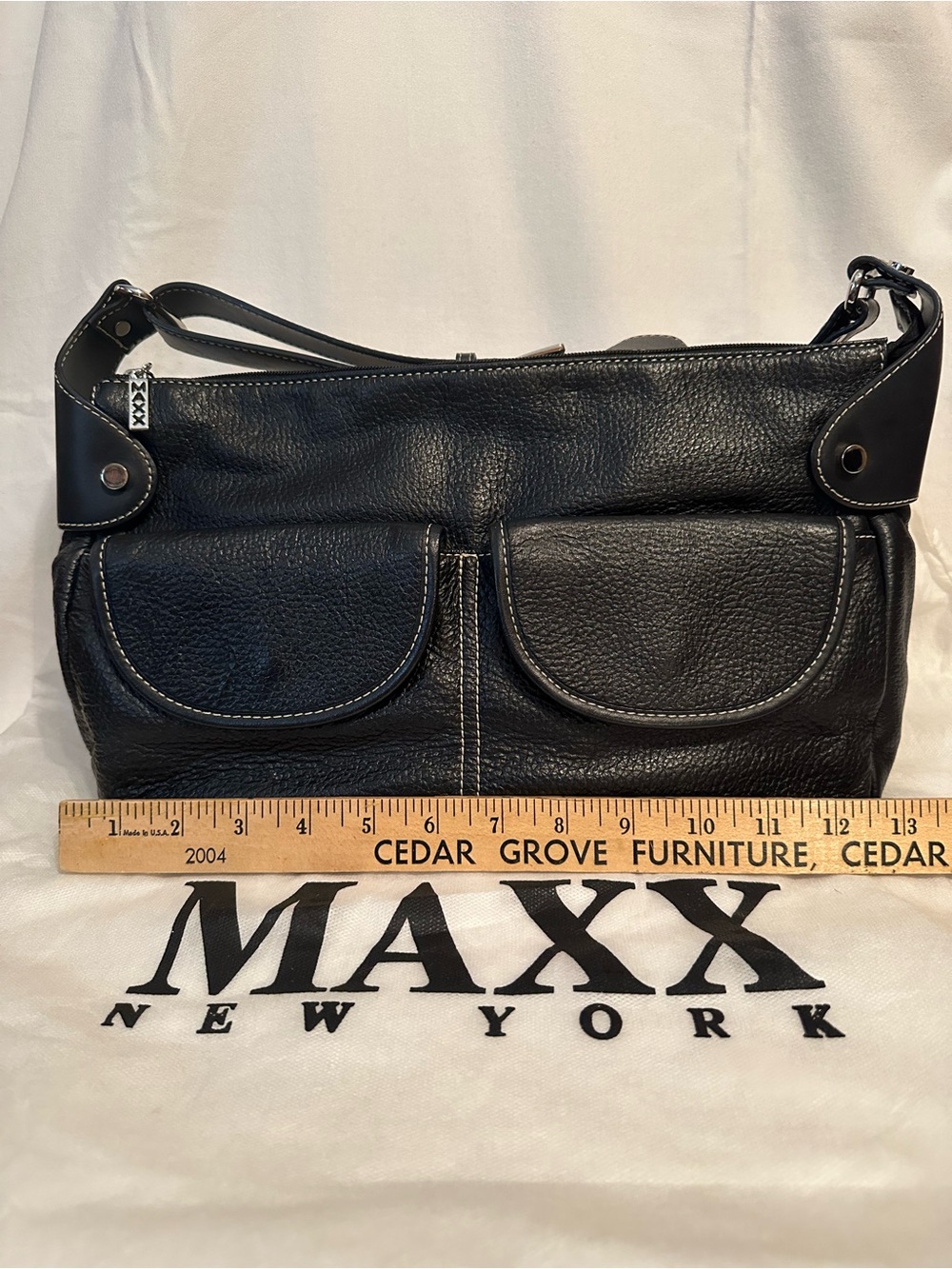 MAXX New York Black Leather Shoulder Bag